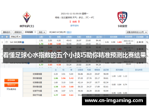 看懂足球心水指数的五个小技巧助你精准预测比赛结果 看懂足球心水指数的五个小技巧助你精准预测比赛结果