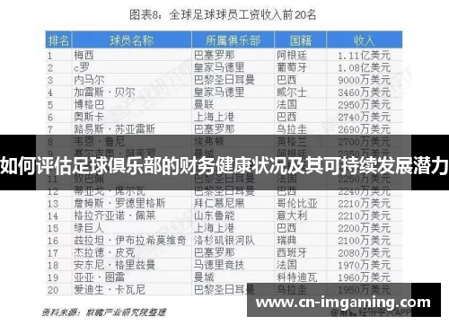 如何评估足球俱乐部的财务健康状况及其可持续发展潜力